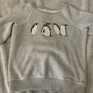 American Eagle Grey Sequin Penguin Sweater